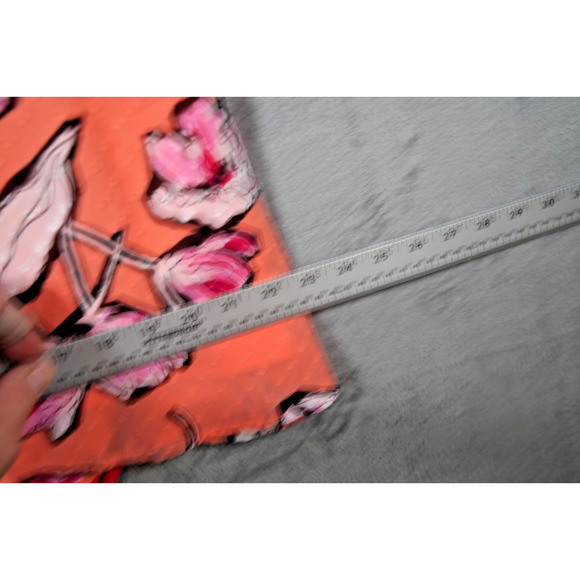 Art & Co Women’s XL Floral Sleeveless Blouse Orange Pink V-Neck Lightweight - Picture 3 of 6